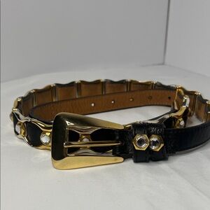 Vintage Streets Ahead Black Belt with Gold Detailing and Jeweled details